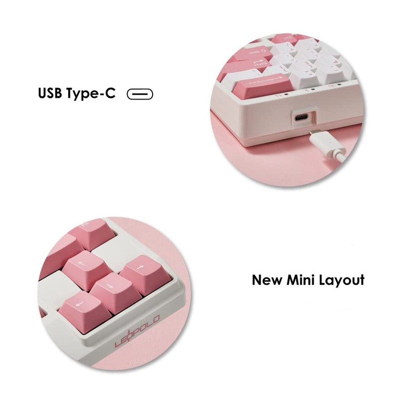 Leopold FC650MDS White/Pink PD 65% Double Shot PBT Mechanical Keyboard
