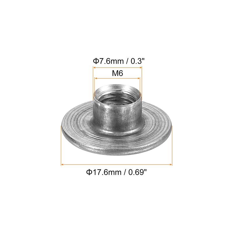 sourcing map M6 T-nuts, 50pcs Carbon Steel Tee Nut Round