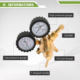 ATPEAM Nitrogen Regulator with 0-800 PSI Delivery Pressure, CGA580 Inlet Connection with 1/4-Inch Male Flare Outlet Connection