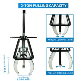 BESTOOL 3 Jaw Gear Puller,2 Ton Pulley Puller Tool, Removal Tool for Gears, Pulley, Flywheel