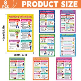 gisgfim Exercise Posters Stretching Yoga Workout Poster Physical Educational Fitness Decoration Physical Bodyweight Workout Guide Chart for Home Classroom Gym Men Women Laminated Colored Illustration