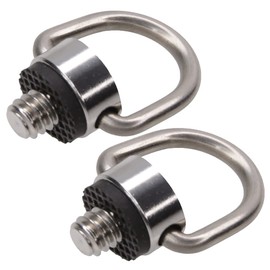 Foto&Tech Tornillo de anillo en D acolchado de goma de 1/4"-20, anillo en forma de D, para correas de hombro, correas de muñeca, palos de selfie, cardanes (2 piezas, gris)