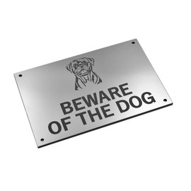 Beware of the Dogs Sign - Easy to See Warning, Indoor/Outdoor Notice, Deterrent Sign (Medium Dog, Silver Rottweiler)