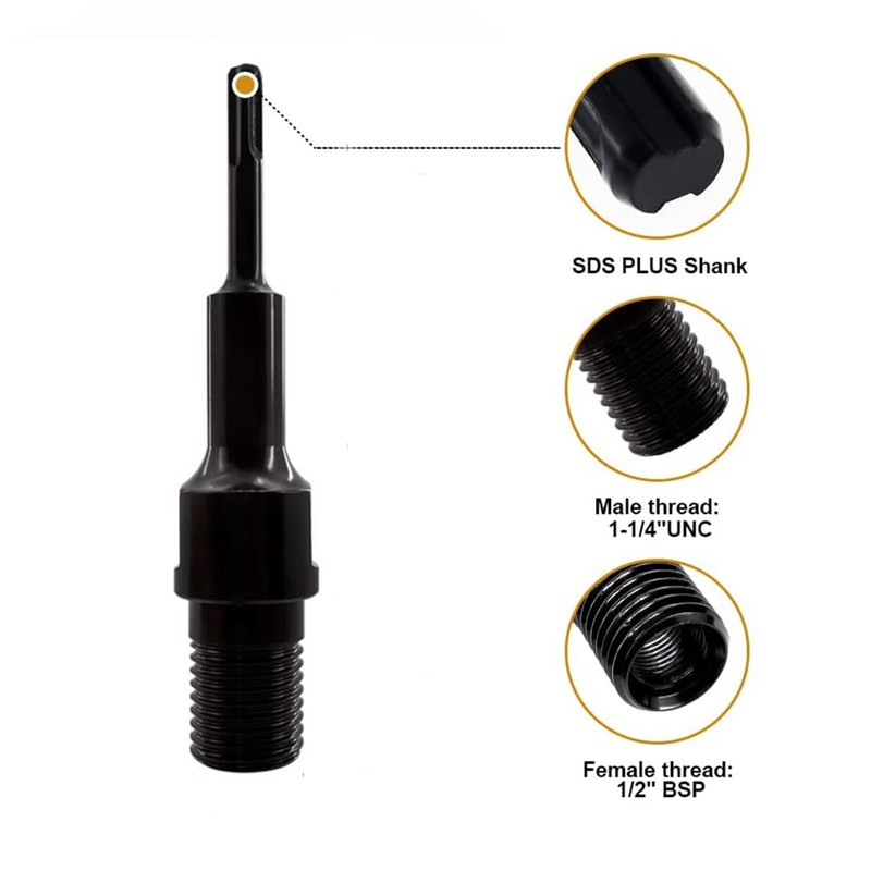 Secwell SDS-Plus Adaptor to 1 1/4 Inch UNC Adapter for
