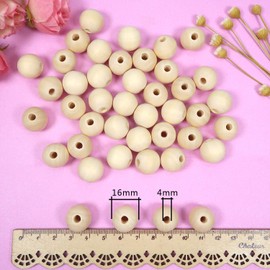 Toaob 16 mm Pack of 100 Wooden Beads, Round Natural Loose Spacer Beads for DIY Jewellery Making