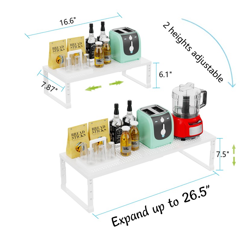 Jojocross Expandable Adjustable Stackable Kitchen Organizer, Spice Rack,Metal Pantry Storage