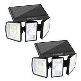 EverBrite 2PK Solar Motion Sensor Lights, 3 Heads, IP65 Waterproof Outdoor