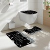 Newsely 4Pcs Black Silver Diamonds Quotes Shower Curtain Set with