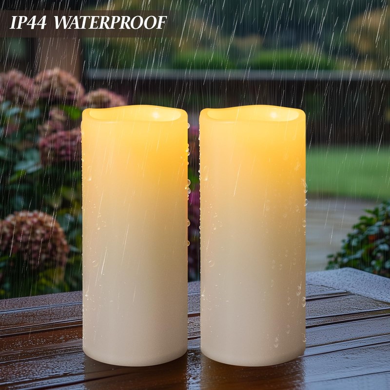 5" x 14" White Large Waterproof Outdoor Flameless Candles Battery