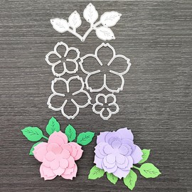 3D Rose Flower Metal Die Cuts,Wedding Flower Leaf Leaves Cutting Dies Cut Stencils for DIY Scrapbooking Album Decorative Embossing Paper Dies for Card Making (E)