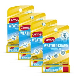 Carmex Weather Guard - Bálsamo labial hidratante en barra, protector solar SPF 30 de amplio espectro, 4 unidades (4 paquetes de 1)