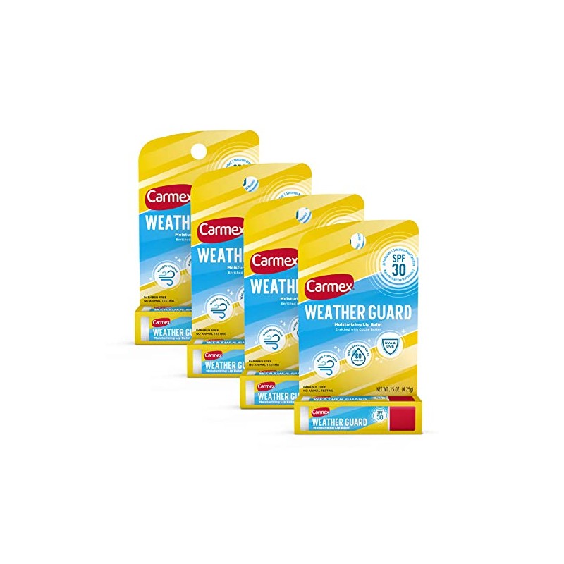Carmex Weather Guard - Bálsamo labial hidratante en barra, protector