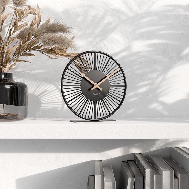 Cander Berlin BLORA Table Clock Silent 18 cm Metal Wooden