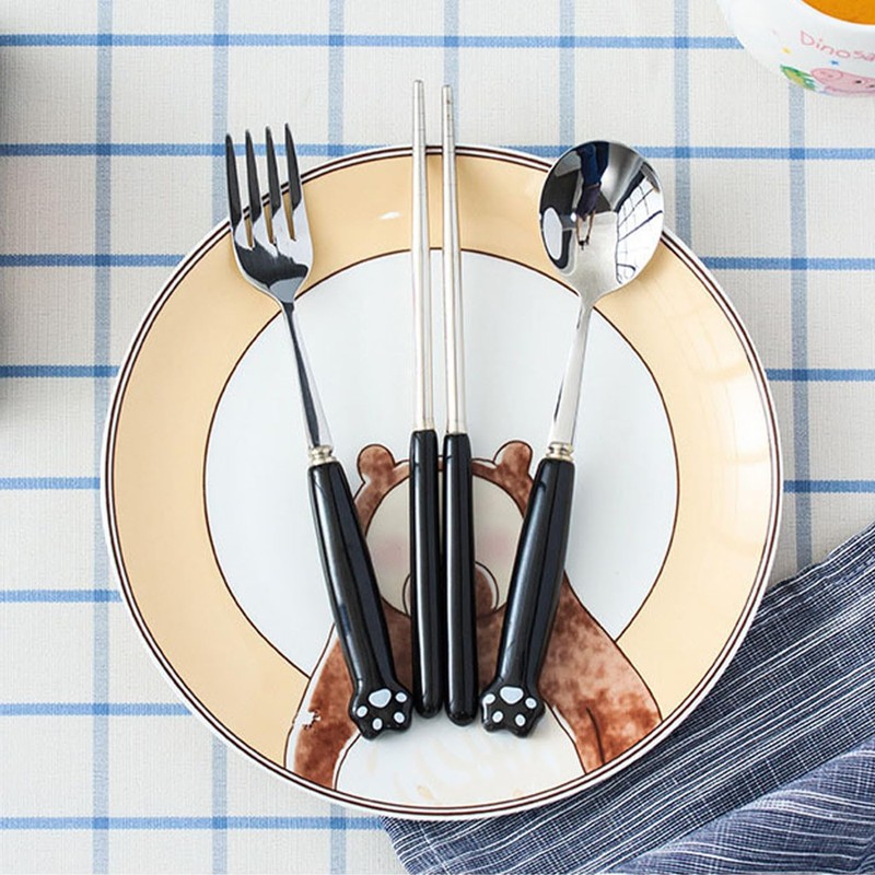 TSQIBU Tableware Spoon, Fork, Chopsticks, Spoon and Fork 3 Piece