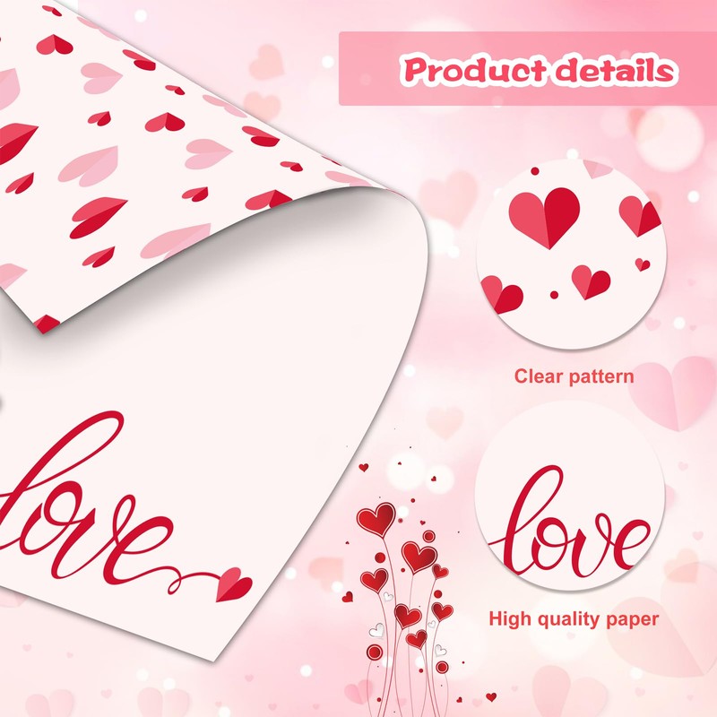 FANOST Valentine‘s Letter Paper Set - 60 Sheets A4 A4