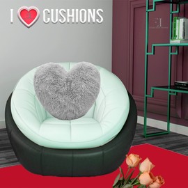 Teddy Bear Cuddly Fleece Super Soft Heart Shape Fluffy Filled Cushion Warm & Cosy Home Decoration Gift For Loved One Valentine Day Heart Cushion Silver 38cm x 38cm Approximate