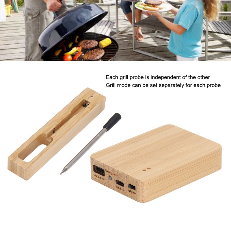 Wireless Meat Thermometer USB Rechargeable 20 Minutes Charging IP67 Waterproof