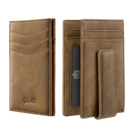 Zitahli Mens Slim Wallet - RFID Blocking Carbon Leather Bifold with Magnetic Closure, 12+ Card Capacity ID Window | Money Clip Gifts for Him