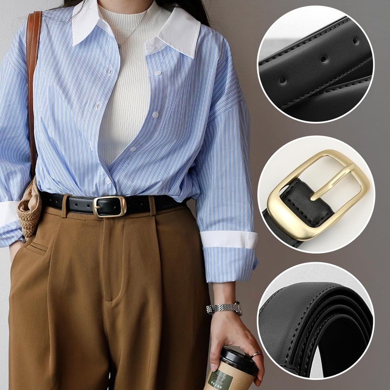 FEAWIAI 4 Piezas Cinturón para Mujer, Cinturones de Moda Casual
