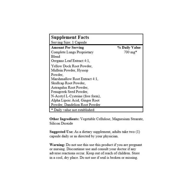 3 Bottles NU-Health COMPLETE LUNGS FORMULA 200 Capsules/Bottle for Clear