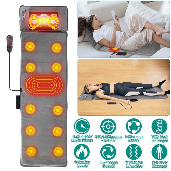 Unbranded Full Body Electric Massage Mat Cushion Back Massage Pad