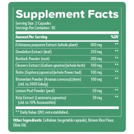 Lymphatic Drainage Capsules – Antioxidant & Detox Binder Supplement – Supports Natural Lymphatic Health & Detoxification Process