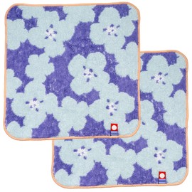 Nishio IBT-302-05-2P Imabari Towel Certified Hand Towel, Set of 2, Made in Japan, 100% Cotton, 7.9 inches (20 cm), Double-Sided Pile, Water Absorbent, Flower Pattern, Imabari Mini Towel Handkerchief