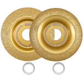 BGTEC Wood Grinding Wheel Angle Grinder Wood Carving Disc Set 4" 100mm with 22.23mm Arbor for Wood Grinding, Curved and Beveled 2PCS