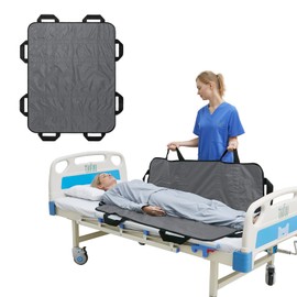 TINFAU 50" x 40" Positioning Bed Pad with Handles Washable Draw Sheets for Hospital Bed Ridden Patient Clothes Waterproof Glide Sheets for Patients Moving Pad for Lifting &Transfer Sheet Nylon, Grey