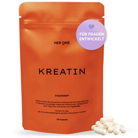 HER ONE KREATIN | Kreatin Kapseln hochdosiert mit Creavitalis® | Creatin Monohydrat für Frauen | Muskelaufbau & körperliche Leistung | Supplements Frauen | 100 % Vegan & Glutenfrei | 120 Kapseln