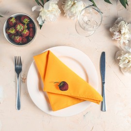 Cloth Dinner Napkins with Hemmed Edges 17x17 Inches Washable - 100% Polyester Soft & Comfortable Reusable Napkins for Weddings, Parties or Daily Use (Set of 12, Mustard)