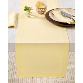 Solino Home Lino Camino de Mesa 132 Pulgadas - 100% Lino Puro Paja Dorada Camino de Mesa de Comedor 14 x 132 Pulgadas Ideal para Bodas, Fiestas - Fete