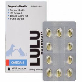Lulu Pharma pet nutrition, 60 tablets, omega 3, 1 pc / 룰루파마 반려동물 영양제, 60정, 오메가3, 1개