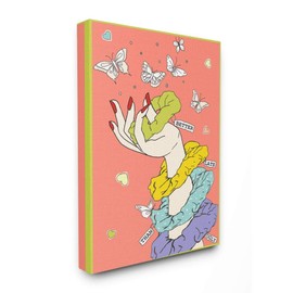 Stupell Industries Better Late Than Ugly Funny Girls Fashion Hair Scrunchie, Designed by Sangita Bachelet Wall Art, 16 x 20, Canvas