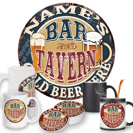 LARRY’S BAR AND TAVERN Cold Beer Here Chic Sign Coaster Mugs Rustic Shabby Vintage Style Retro Kitchen Bar Pub Coffee Shop Man cave Decor Mother's Day Father's Day Housewarming Gift Ideas