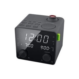 Muse M-189 Radio Alarm Clock with Projection (2 Alarm Times, Dimmer, USB Charger, PLL FM Tuner, Large Display, AUX-In), Black