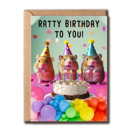SNHDesign Ratty Birthday To You Card - Rat Birthday Card - Happy Birthday Card - Cute Rat Card - Greeting Card - Rat Lovers Card - Card For Family Friend