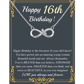 BNQL 16th Birthday Necklace Gifts for 16 Year Old Birthday Gifts 16th Birthday Jewelry Sweet 16 Gifts for Daughter Niece Sister Friends (16th necklace infinity)
