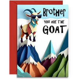 Funny Brother Birthday Card - You are the GOAT - Fun Men's Happy Birthday card for Brother - A5 Size with Red Envelope