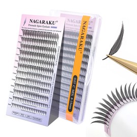 NAGARAKU Tower's Pointed Style Rush, Self-made Rush of Bunch, 0.07 mm Thickness, C Curl, Mixed Length 0.3 - 0.6 inches (8 - 15 mm), Cartoon Anime Style, 240 Bundles, Black