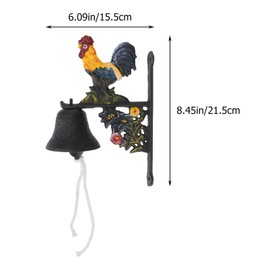 Cast Iron Rooster Door Bell - Vintage Outdoor Gate Bell for Home and Garden Decor, Wall Mounted, 6.1 x 8.4 x 2.9 Inch