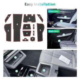 GAFAT Compatible with Renault Scenic E-Tech 2024 2025 Non-slip Mats, Scenic E-Tech Rubber Mat for Center Console, Cup Holder, Door Stitching, Scenic E-Tech Accessories (Red)