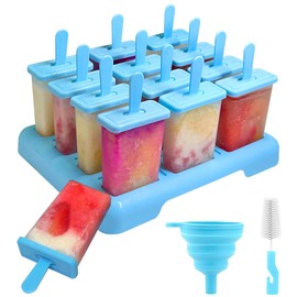 Alinana Popsicle Mold with Sticks - 12 Cavities, Food Grade BPA-Free Popsicle Mold, Includes Cleaning Brush and Funnel for DIY Popsicles