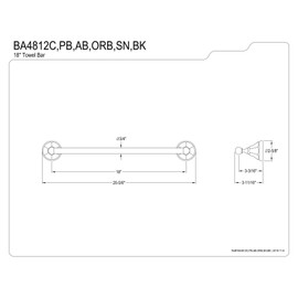 Kingston Brass BA4812SN Metropolitan Towel Bar, 18-Inch, Brushed Nickel