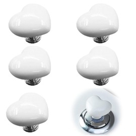 Wmzjnljy 5pcs Toilet Flush Button Design Love Heart Shaped Toilet Tank Button Creative Press Toilet Push Button Shaped Water Tank Push Press Flush Buttons Replacement for Home Bathroom Decor(Z43-5)