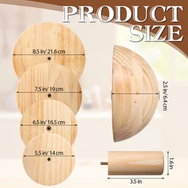 DoubleFill 4 Pack Pottery Molds 5.5'' 6.5'' 7.5'' 8.5'' Thickness 2.5'' Plaster Molds Wood Pottery Tools with Handle for Ceramic Top Forms DIY Bowls Plate Dish Slump Press Art Making