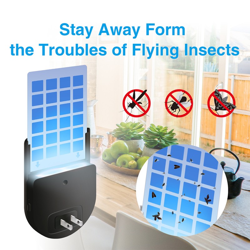 Flying Insect Trap Indoor Plug-in Bug Catcher Zapper Light with