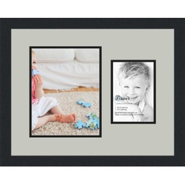 ArtToFrames Collage Photo Frame Double Mat with 1-5x7, 8x10 Openings and Satin Black Frame