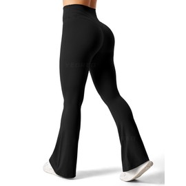 YEOREO Flare Leggings for Women Lynnie Bell Bottom Yoga Pants High Waisted Tummy Control Bootcut Workout Leggings Black L