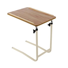 Eazy Overbed Table without Wheels, Adjustable height Bed Table for Laptop, Meals, and Elderly Care, Tilting Top with Raised Edges, Lockable Rolling Bed & Chair Table